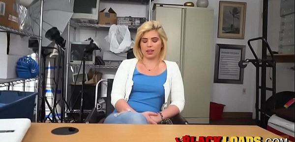  Hot blondie is playing with a big black dick inside her throat and cunt!